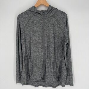 Athleta Womens Pacifica Illume Relaxed Fit Jacket Sz 1X Gray Hoodie UPF Pockets